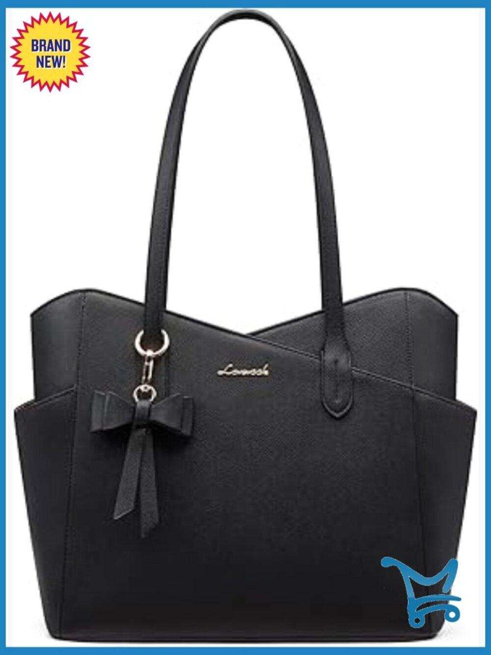 Small PU Leather Satchel Tote Bag with Zipper Pockets for Work Travel